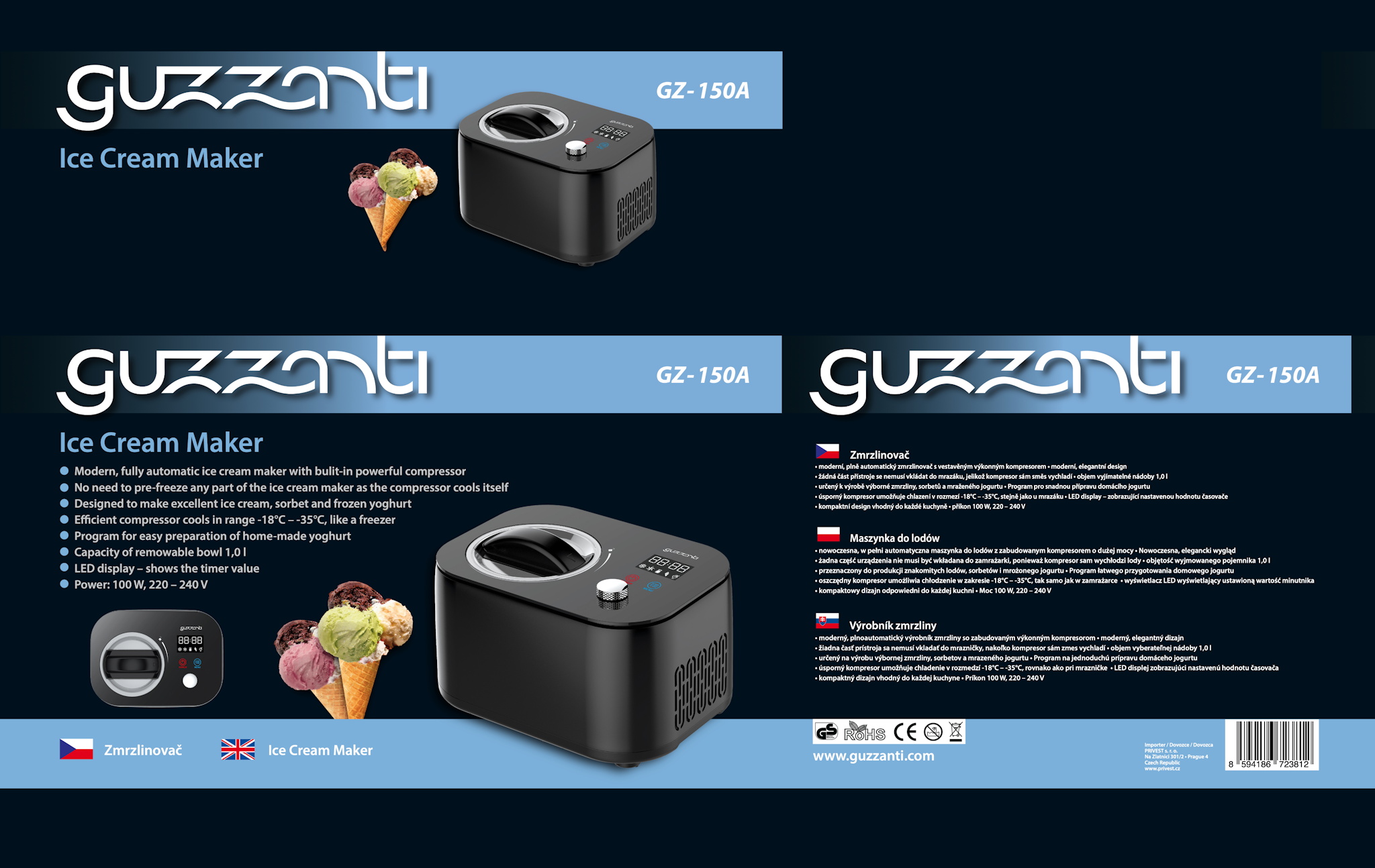 Zmrzlinovač Guzzanti GZ 150A