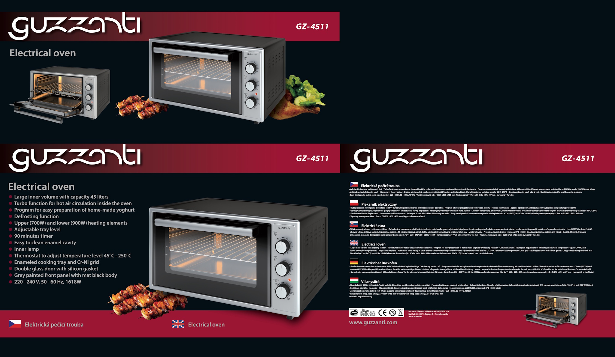 Elektrická trouba Guzzanti GZ 4511 (II. jakost)